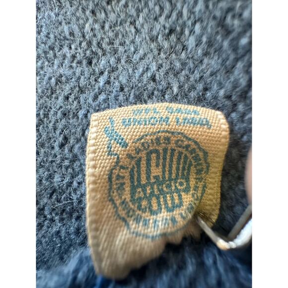 Vintage Ladies 36 Blue 2 Piece Classic Sweater Set Lambs Wool Mix Tank Cardigan - Picture 16 of 16